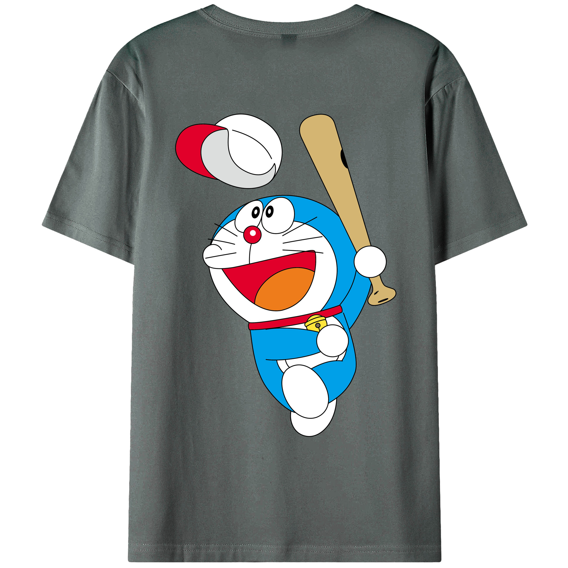 （画像用） ドラえもん Doraemon 綿100％ メンズ半袖Tシャツ（バックプリント） 通気性